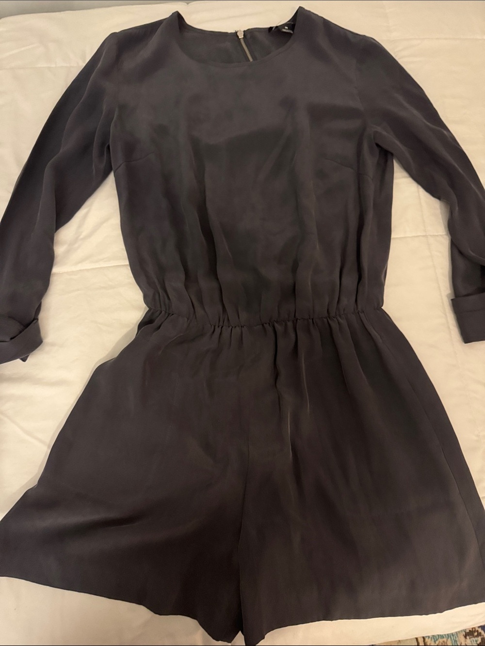 Women's Long-Sleeve Black Romper Dress - gray
